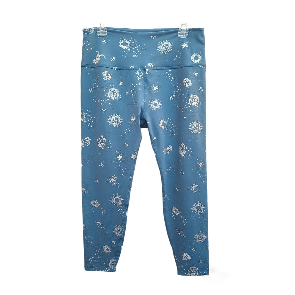 Beyond Yoga | High Waist Leggings in Stellar Blue Champagne Zodiac Foil Size XXL